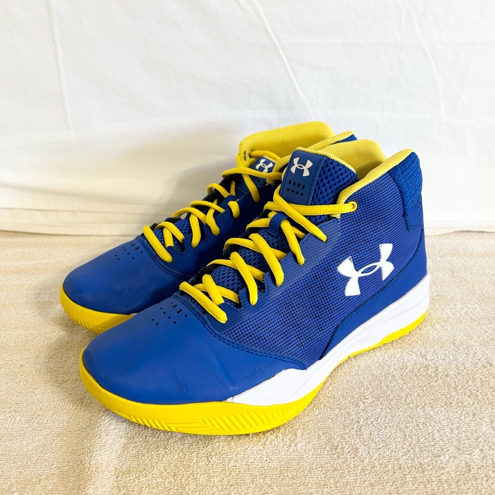 Under Armour Jet Mid Blue/Yellow size 8 MEN’S BASKETBALL SHOES - Picture 3 of 9